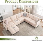 122.8" Large Sectional Couches for Living Room, 6 Seater L Shaped Modular - Image 2