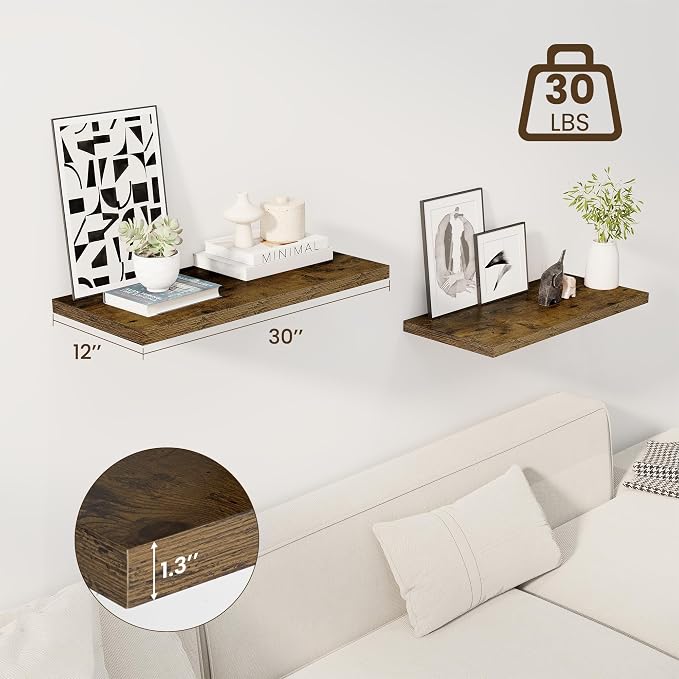 Dreamland 30" Floating Shelves for Wall, Wall-Mounted Shelves for Bedroom - Image 4