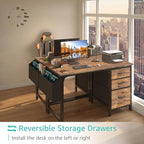 Lufeiya Computer Desk with File Drawers Cabinet, 47 Inch Reversible Home Office - Image 4