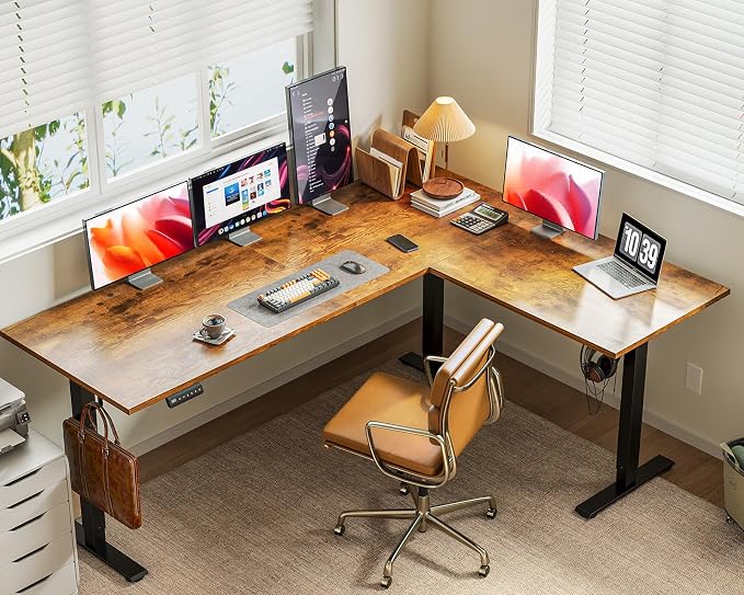 Casaottima 71 Inch Reversible Electric L Shaped Standing Desk, Height - Image 8