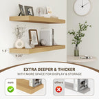 Acovy 36 Inch Floating Shelves, 3D Textured Wood Grain, Wooden Shelves - Image 4