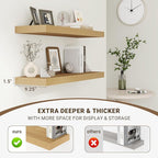 Acovy 24 Inch Floating Shelves, 3D Textured Wood Grain, Wooden Shelves - Image 4