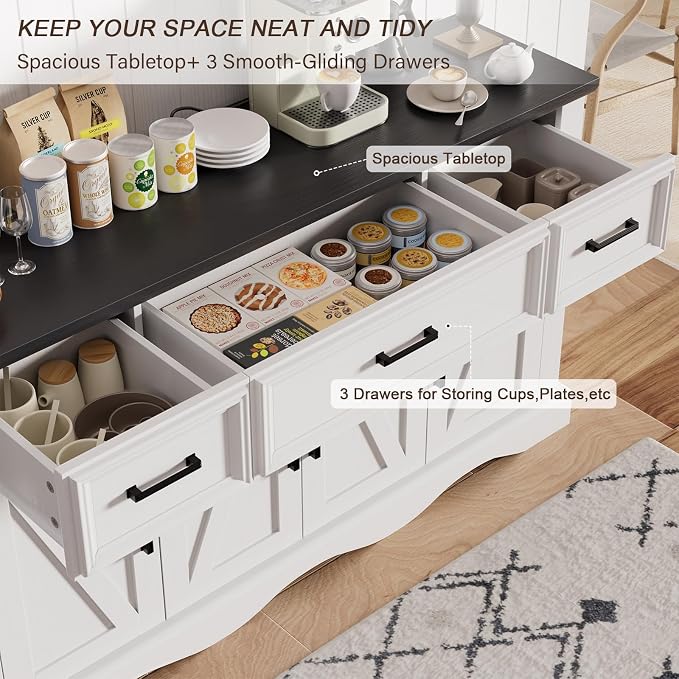 56" Modern Farmhouse Sideboard Buffet Cabinet - Image 5