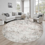 Round Area Rug Living Room: 8 ft Modern Washable Carpet Brown | by FXRHLP