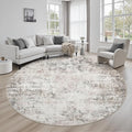 Round Area Rug Living Room: 6 ft Modern Washable Carpet Brown | by FXRHLP