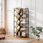 5-Tier Double Wide Bookshelf 67", Industrial Tree BookShelves, Vintage Storage - Image 5