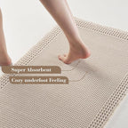 RESARE Waffle Bathroom Runner Rugs, Non Slip Boho Bath Mat 24x60 Pale Beige | - Image 3