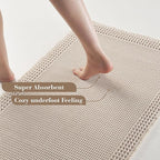 RESARE Waffle Bath Mat for Bathroom Non Slip Bathroom Rugs 20x32 Pale Beige | - Image 3