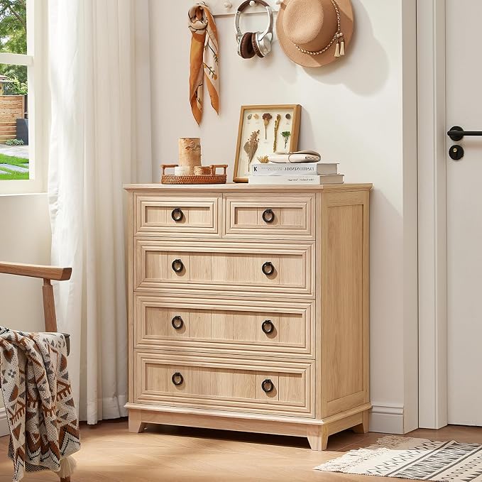Joaxswe Farmhouse 5 Drawer Dresser - Image 5
