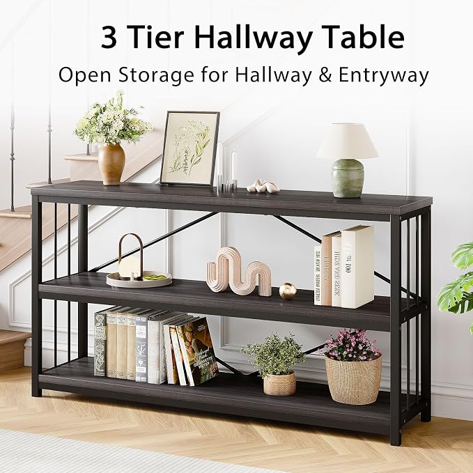 LVB Industrial Console Table, Metal and Wood Sofa Table, Rustic Entryway Table - Image 8
