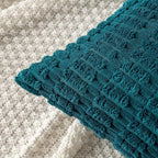 MIULEE Corduroy Decorative Throw Pillow Covers 20x20 Teal Pack of 2 | Soft Boho - Image 6