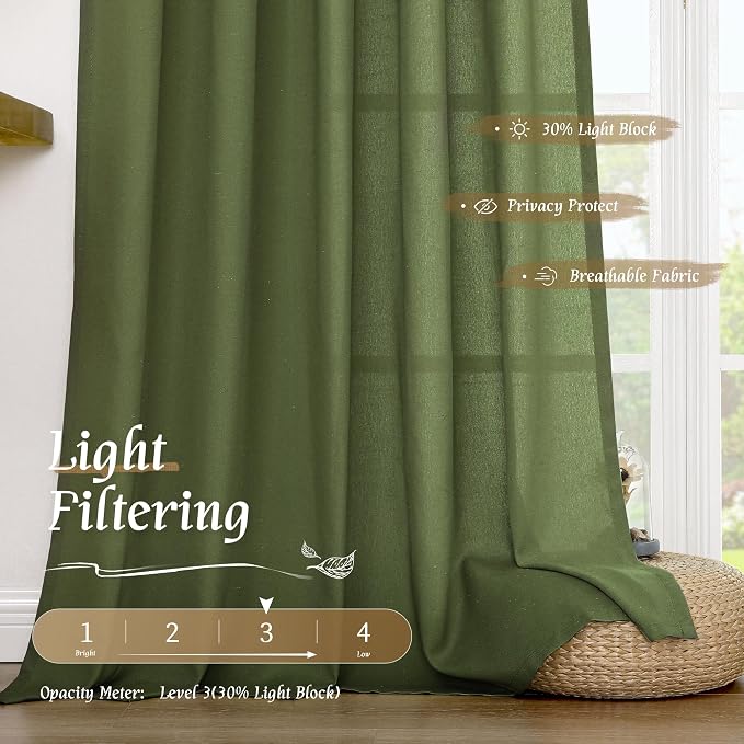 Light Filtering Linen Curtains 84 inch - Image 4
