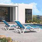 PURPLE LEAF Patio Chaise Lounge Chair Set of 3 Outside Aluminum Plastic - Image 3
