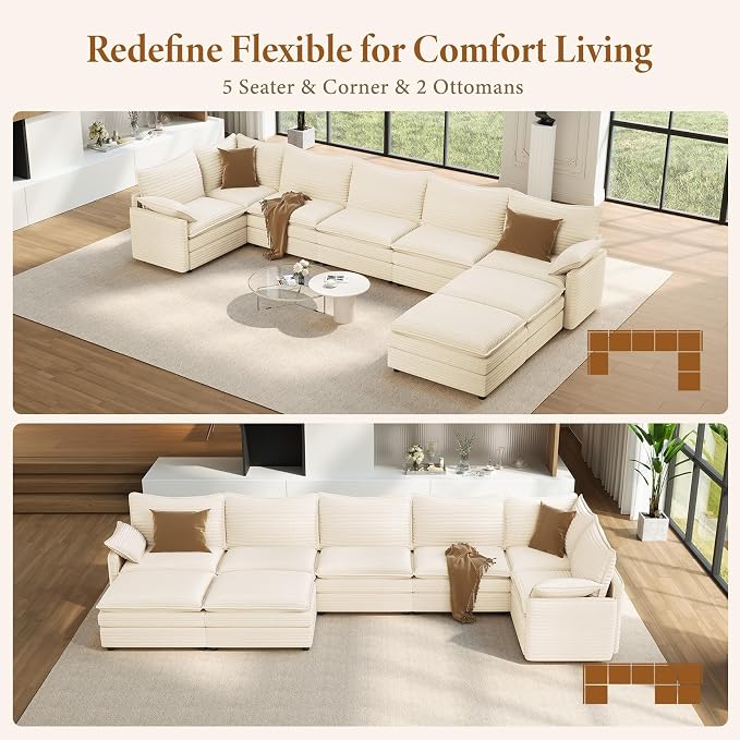 Vesgantti Large Modular Sectional Sofa, Big Comfy Cloud Couch - Image 7