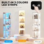 Display Cabinet with Glass Doors, Display Case with Lights and Human Body Sensor - Image 3