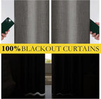 NICETOWN Grizzle Gray Linen 100% Blackout Curtains - Image 4