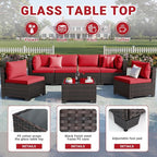 CHABATREE 7pcs Outdoor Patio Furniture Sets, Rattan Conversation Sectional Set - Image 4