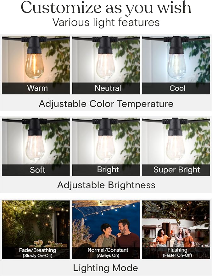 Brightech 104 FT Ambience Pro Solar Powered Outdoor LED String Lights - Image 4