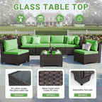 CHABATREE 7pcs Outdoor Patio Furniture Sets, Rattan Conversation Sectional Set - Image 4