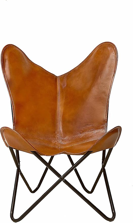 cuero Handmade Living Room Buffalo Leather Chair, Home-Decor, Butterfly Chair by cuero