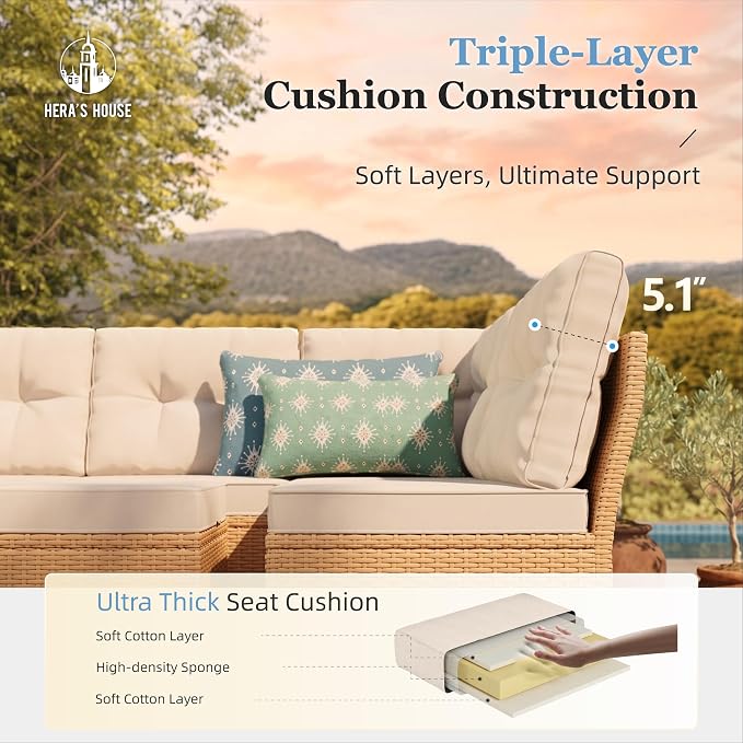 HERA'S HOUSE Patio Furniture Set, 8 Piece Wicker Outdoor Patio Conversation Set - Image 4