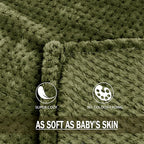 Exclusivo Mezcla Soft Waffle Fleece Bed Blanket King Size, Olive | Lightweight - Image 8