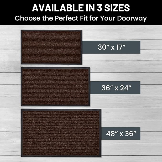 Front Door Mat, Indoor Outdoor Welcome Entryway Doormat, 30x17 Dark Brown | - Image 5