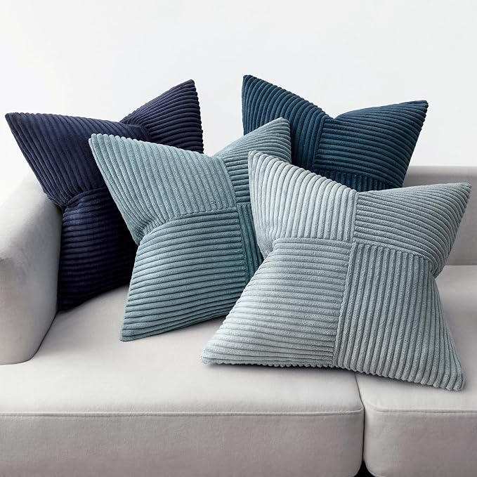 MIULEE Dusty Blue Navy Farmhouse Throw Pillow Covers 20x20 Inch Set of 4 Boho - Image 5
