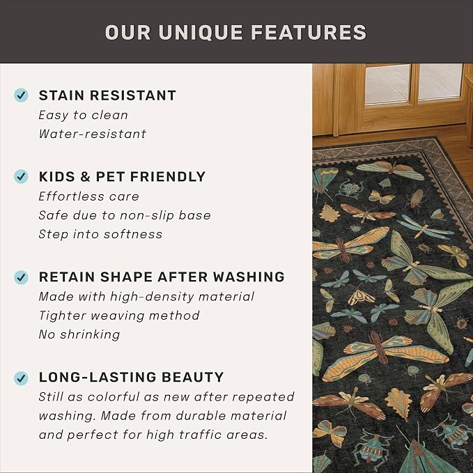 Black Front Door Mat Indoor Entrance Non Slip Washable - Image 7