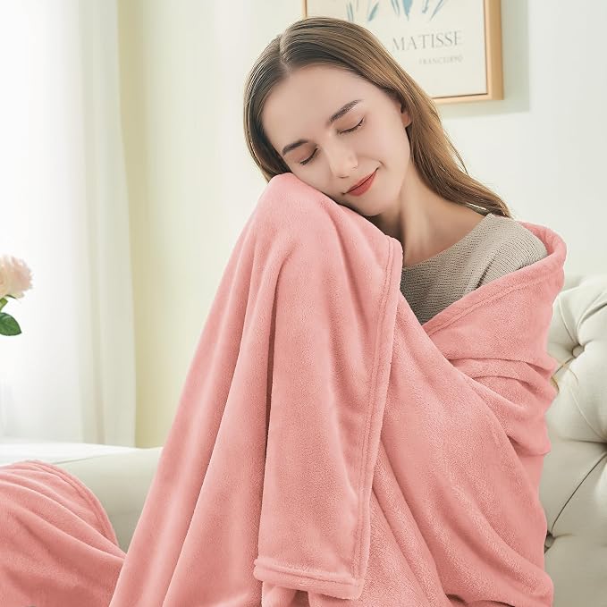 BEDELITE Fleece Blanket Soft Plush King Size Bed Blanket Pink 108"x90" | Ultra - Image 3