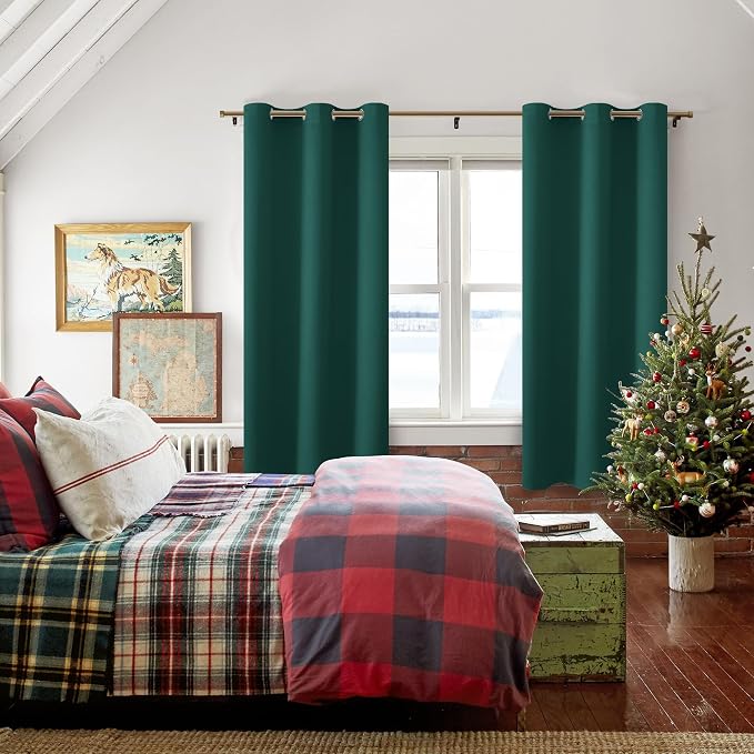 Blackout Curtains for Bedroom, Hunter Green, 42 x 63 Inch, 2 Panels | Thermal - Image 6
