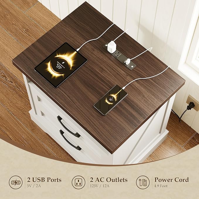 AODK 24 Inch Farmhouse Nightstand - Image 4