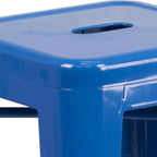 Flash Furniture Lily 4 Pack Commercial Grade 24" High Backless Blue Metal - Image 7