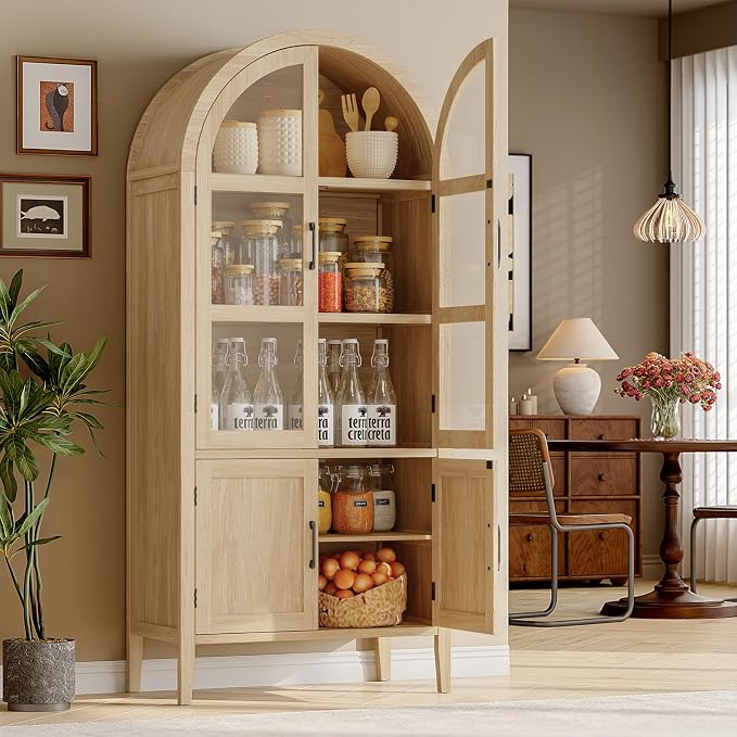 ONBRILL 71" Tall Arched Cabinet, 5-Tier Arched Kitchen Pantry - Image 6