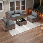 JAMFLY 5-Piece Patio Furniture Set, All-Weather Wicker Outdoor Sectional Sofa - Image 7