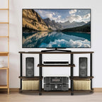 Furinno JAYA Simple Design Corner TV Stand, Columbia Walnut/Black - Image 6