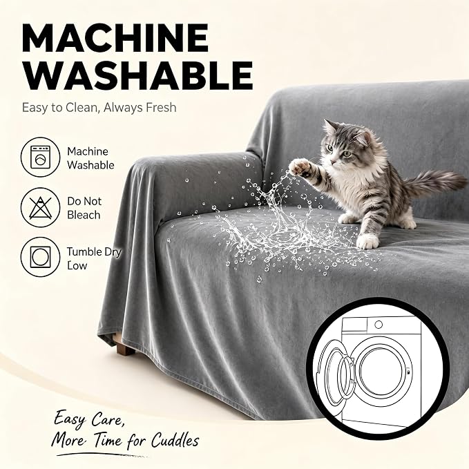 LOllON Velvet Couch Cover for Cats Dogs Kids - Image 7