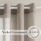 H.VERSAILTEX Linen Curtains Nickel Grommet Natural Linen Semi-Sheer Curtains 2 - Image 2