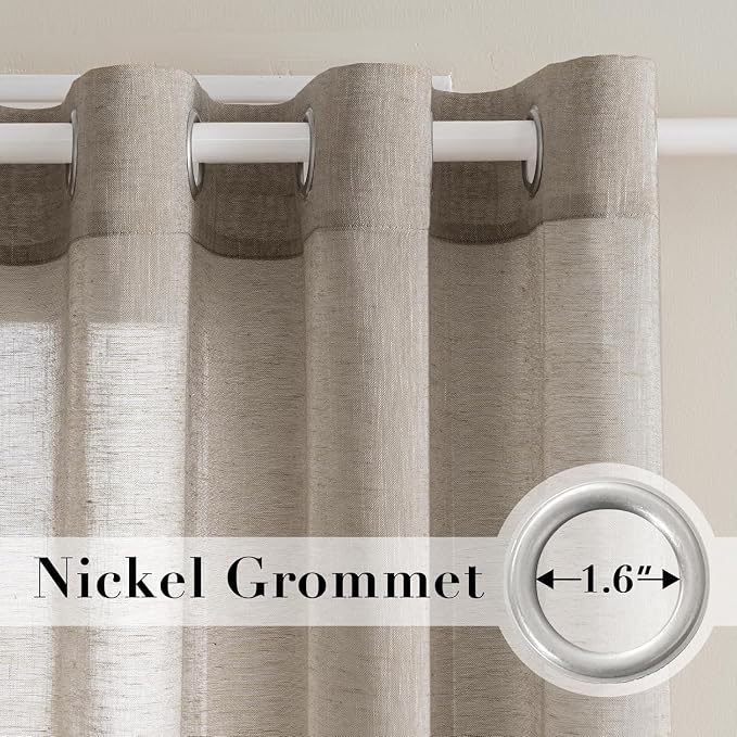 H.VERSAILTEX Linen Curtains Nickel Grommet Natural Linen Semi-Sheer Curtains 2 - Image 2