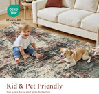 Rugflix 9x12 Area Rugs for Living Room, Washable Rust Brown Green Large Rug | - Image 5