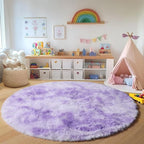 Tie-Dyed Purple Round Area Rug 4ft, Soft Bedroom Circle Rugs Floor Mats - Image 7