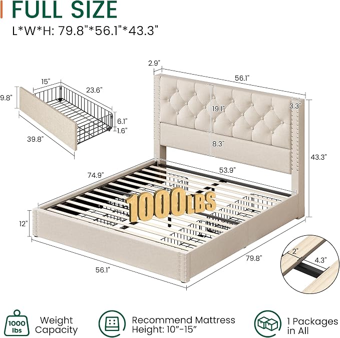 LARMACE Full Size Bed Frame - Image 2