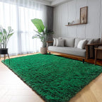 Dark Green Area Rugs for Living Room Bedroom, 5x8 Fluffy Shaggy Large Rug by ONASAR
