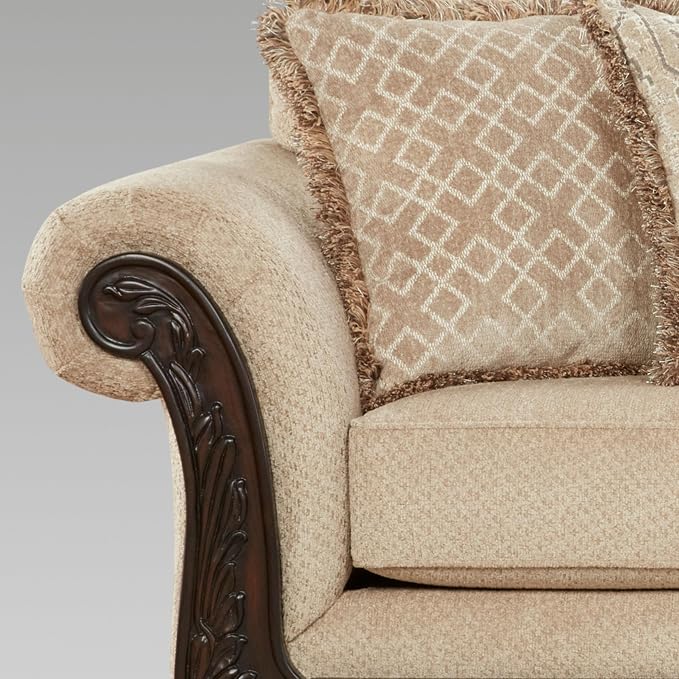 Hernen Carved Wood Frame Sofa - Image 7