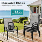 Pamapic Outdoor Dining Sets for 6, Rectangular Steel Slat Table - Image 9