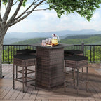 Tangkula 5 Piece Outdoor Rattan Bar Set, Patio Bar Furniture - Image 3