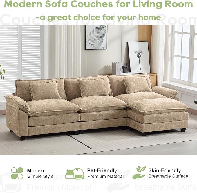 Oprisen 120" Modular Sectional Sofa, Comfy Cloud Couch Sectional Sofa - Image 7