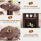 Jocoevol 47″–63″ Extendable Round Dining Table - Image 8