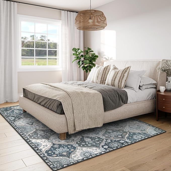 Lahome Moroccan Washable Living Room Rug, 5x8 Rugs - Image 4