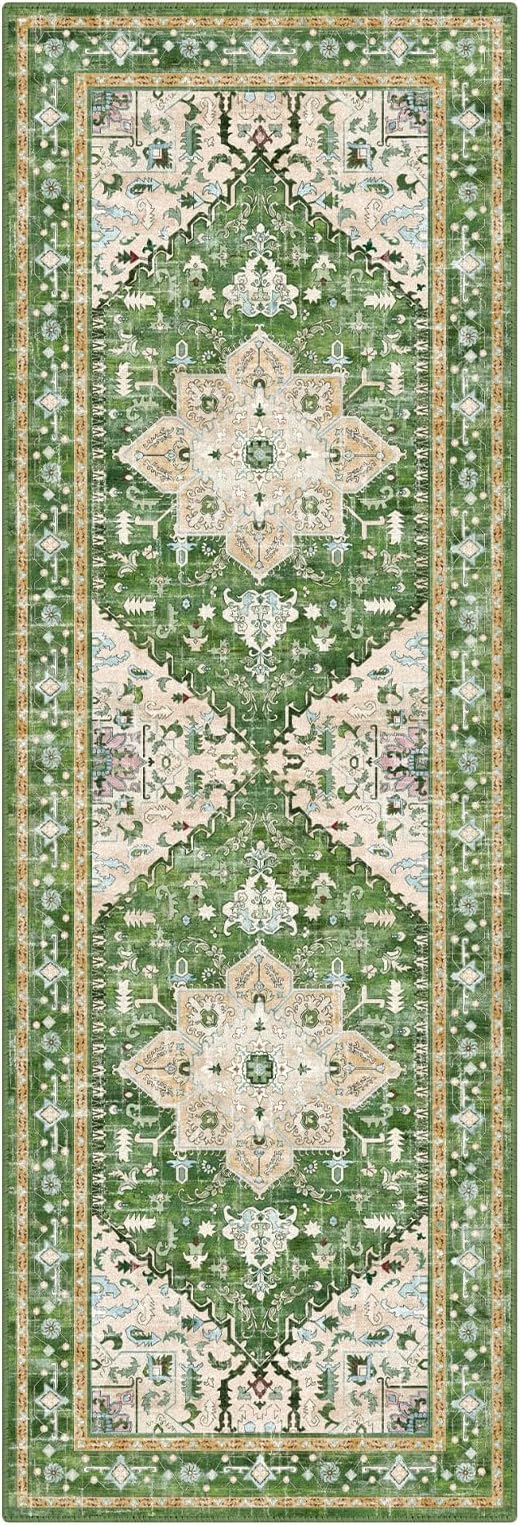 Yamaziot Washable Runner Rug, 2x6 Non-Slip Boho Vintage Hallway Kitchen Rug | - Image 2